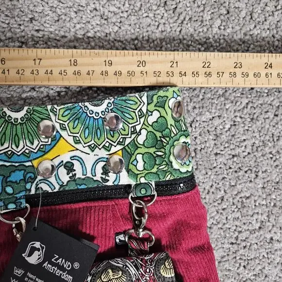 Zand Amsterdam Mini Skirt Womens OS Maroon Corduroy Reversible W Purse Boho - Picture 13 of 14